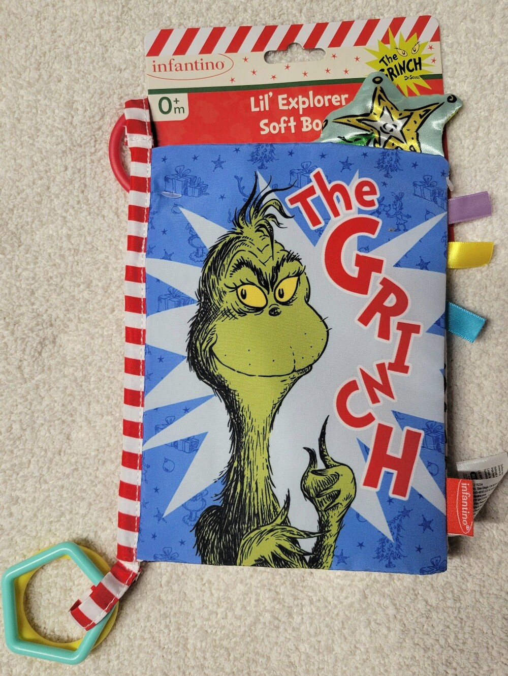 The Grinch Infantino Lil’ Explorer Soft Book Baby Sensory Toy Christmas NEW